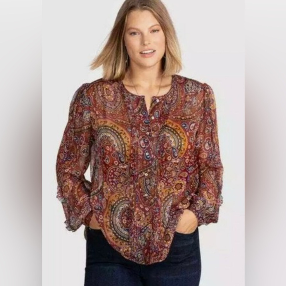 Johnny Was Epsilon Printed Peasant Top Size 3X